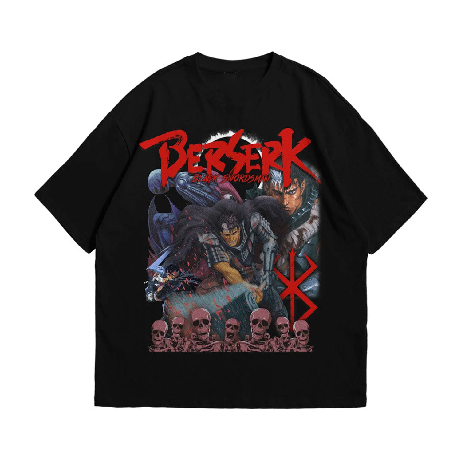 Guts Black Swordsman Shirt with intense Berserk anime design